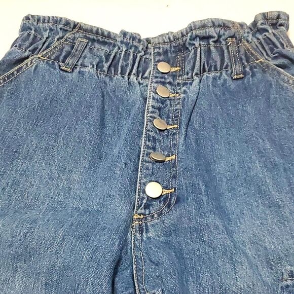 Boho Trendy Ultra High Waist Paperbag Straight Leg Button Fly Jeans 30 - Picture 5 of 12